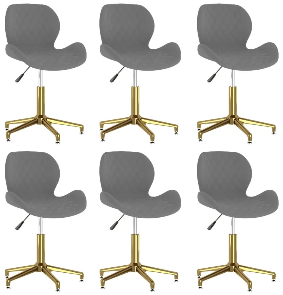 vidaXL Cadeiras de jantar giratórias 6 pcs veludo cinzento-escuro
