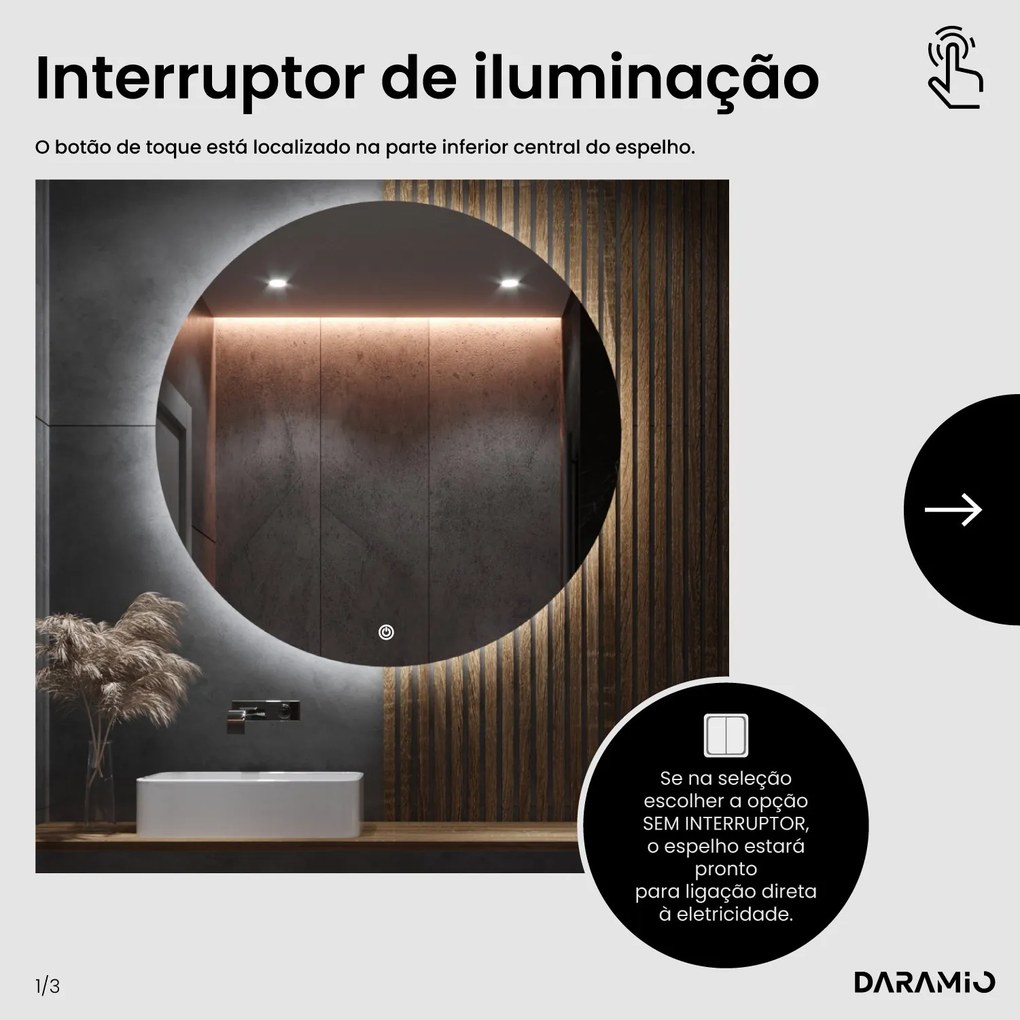 Espelho meia-lua com LED G9