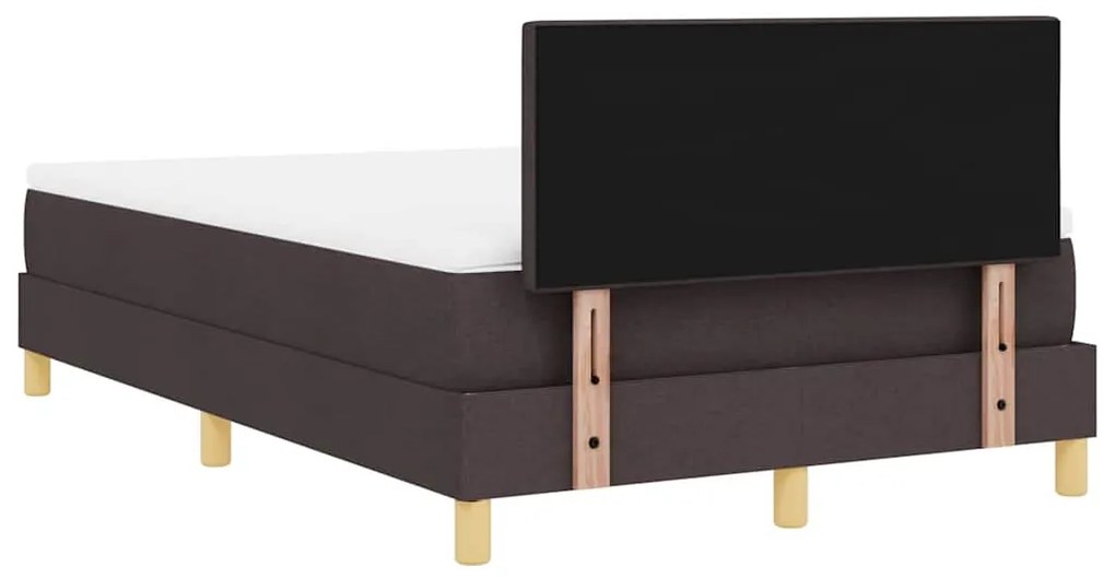 Cama Box Spring com Colchão &amp; LED Castanho Escuro 120x200 cm Tecido