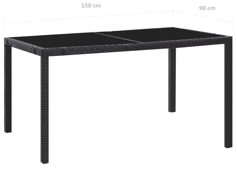 7 pcs conjunto de jantar para exterior vime PE preto