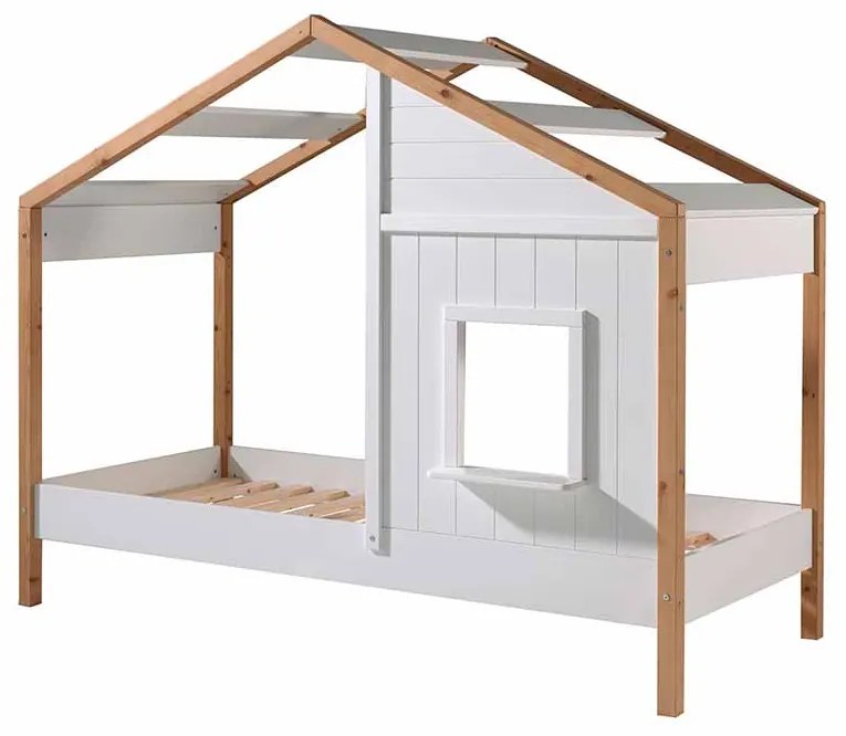 Cama Infantil BABS 91 Desenho Casa Branco/Natural