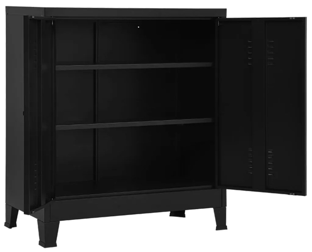 Aparador de arrumação industrial 90x40x100 cm aço preto