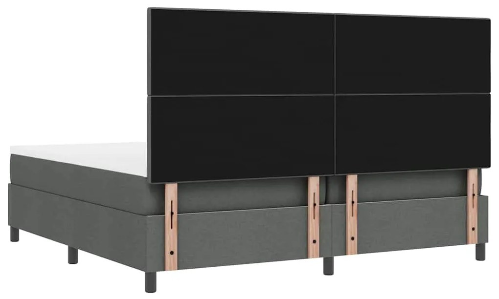 Cama Box com Colchão e LED - Cinza Escuro 200 x 200 cm de Tecido