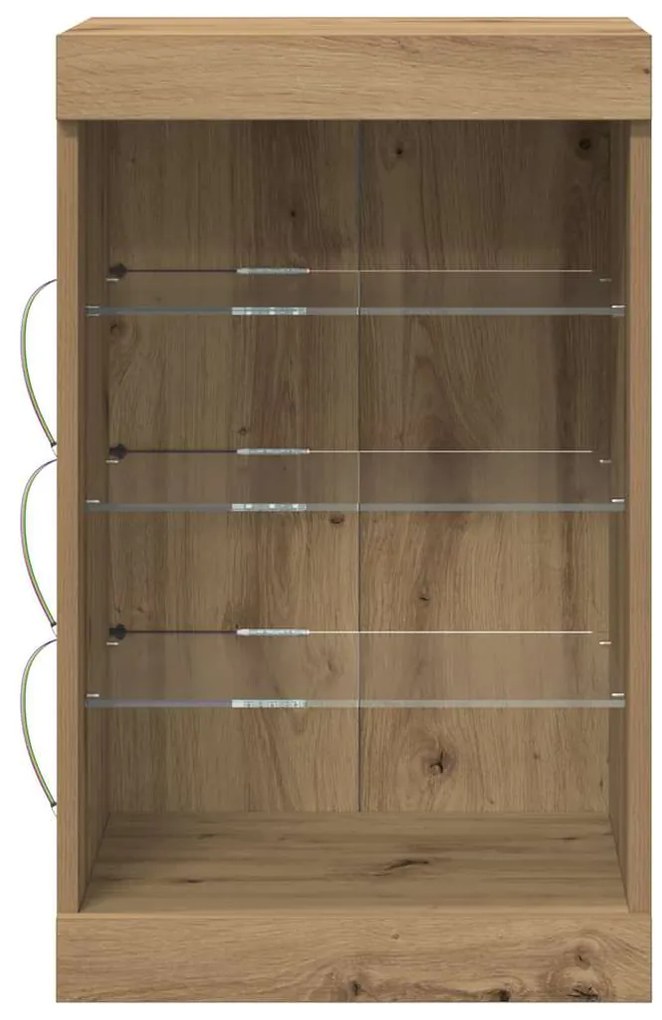 Sideboard vidaXL com Luzes LED Carvalho Artesanal 41x37x67 cm