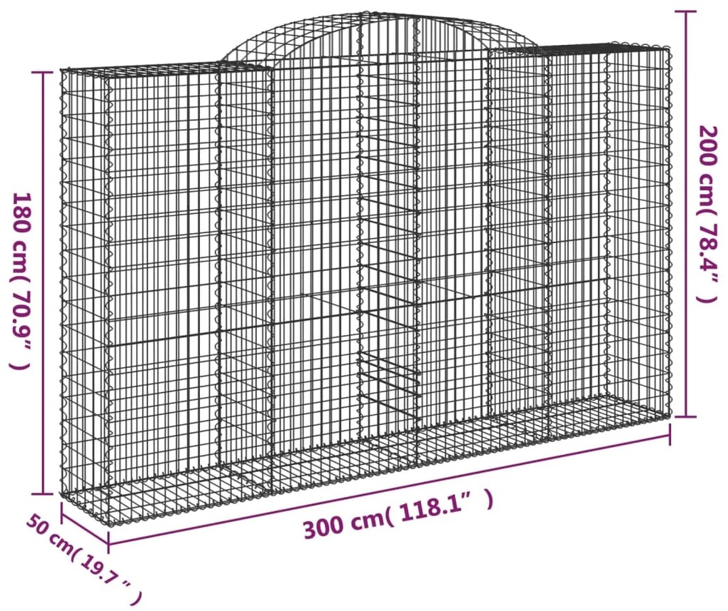 Cestos gabião arqueados 2pcs 300x50x180/200cm ferro galvanizado