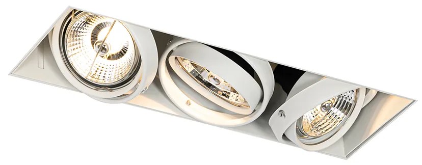 Foco embutido branco GU10 AR70 sem moldura 3 luzes - Oneon Moderno