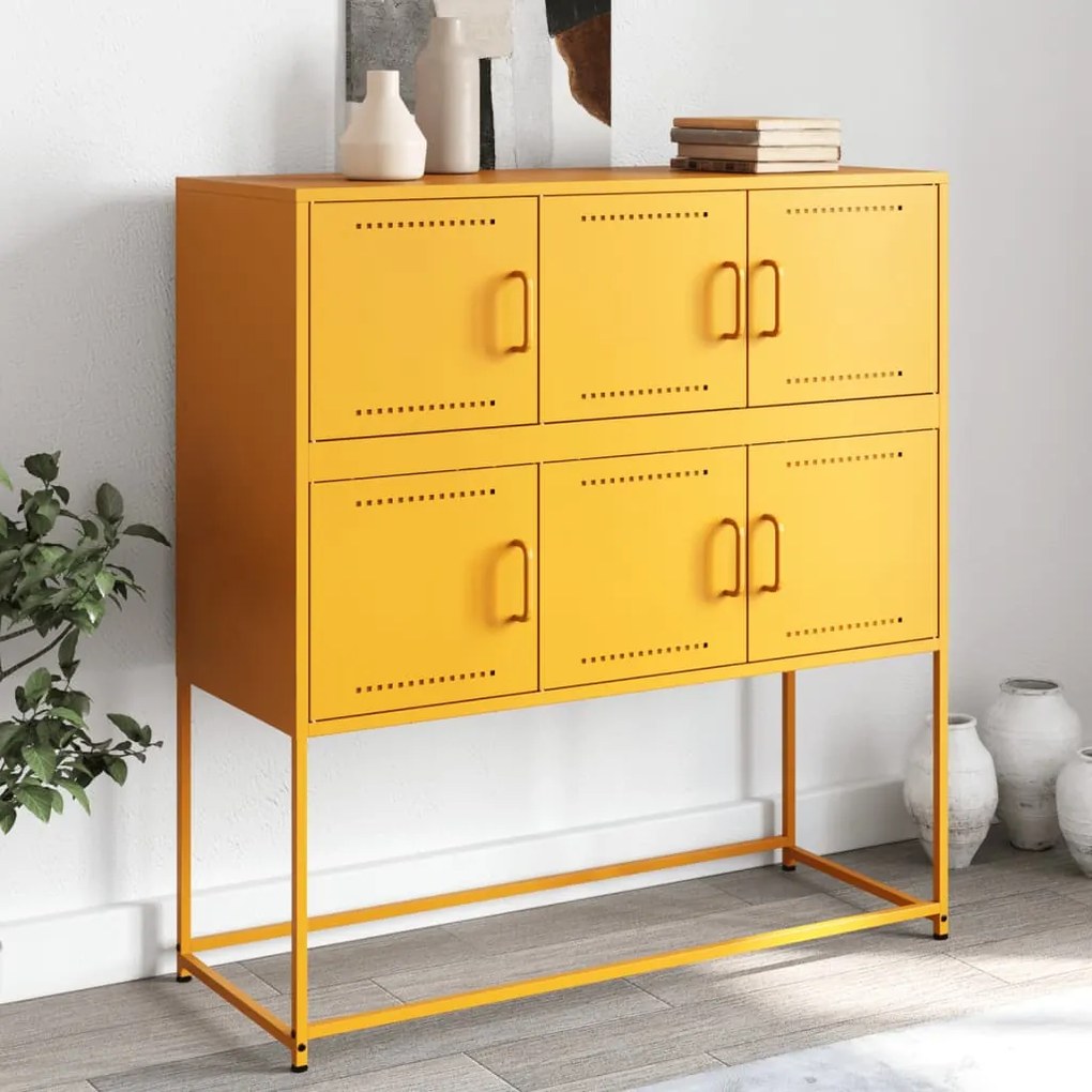 Aparador 100,5x39x107 cm aço amarelo mostarda
