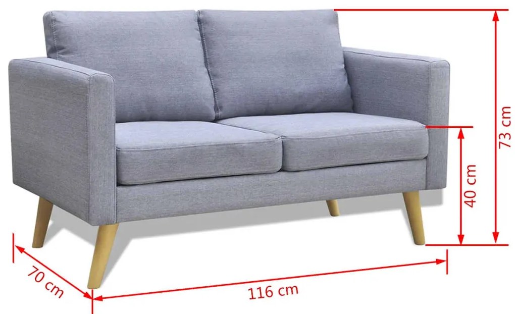 Conjunto de sofás de 2 lugares e 3 lugares tecido cinza claro