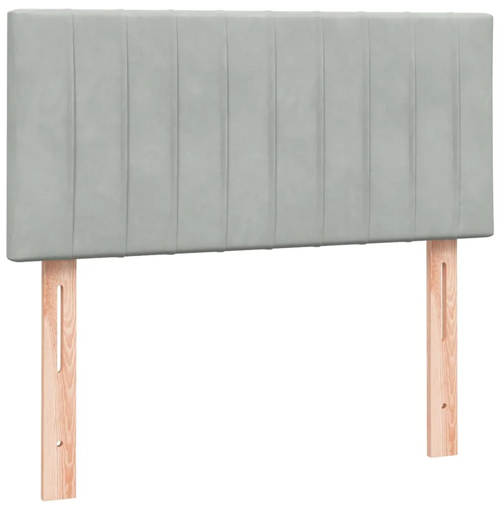 Cama com molas/colchão cinzento-claro 90x220 cm veludo