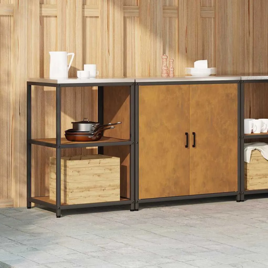 Conjunto de Armazenamento de Cozinha 2 pcs Ferro Enferrujado