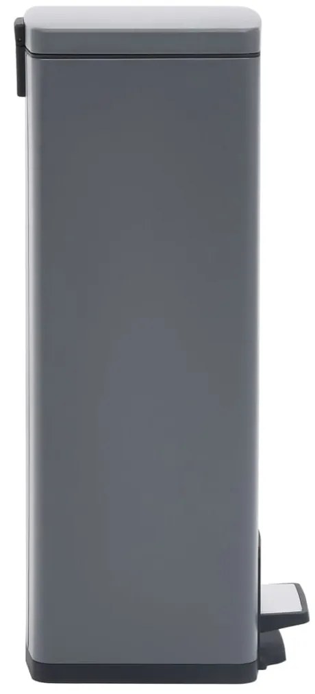 Caixote do lixo c/ pedal anti-impressão digital aço inox. cinza