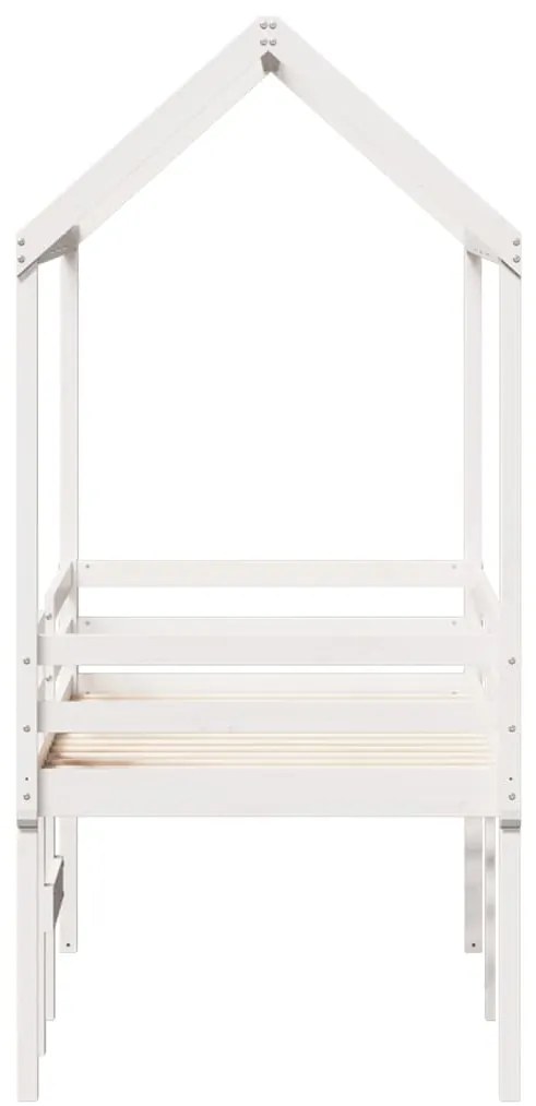 Cama alta com telhado 90x200 cm pinho maciço branco