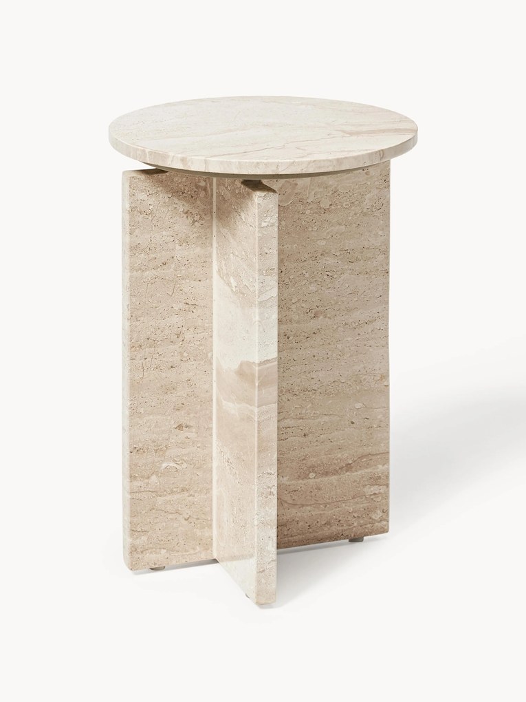 Mesa de apoio redonda em travertino Marisa