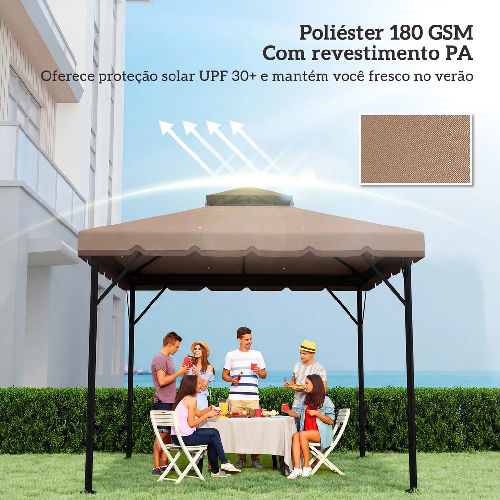 Toldo de Substituição 3x3 m com Teto Duplo Orifícios de Drenagem e UPF 30+ Apenas Toldo NÃO Inclui Estrutura Caqui