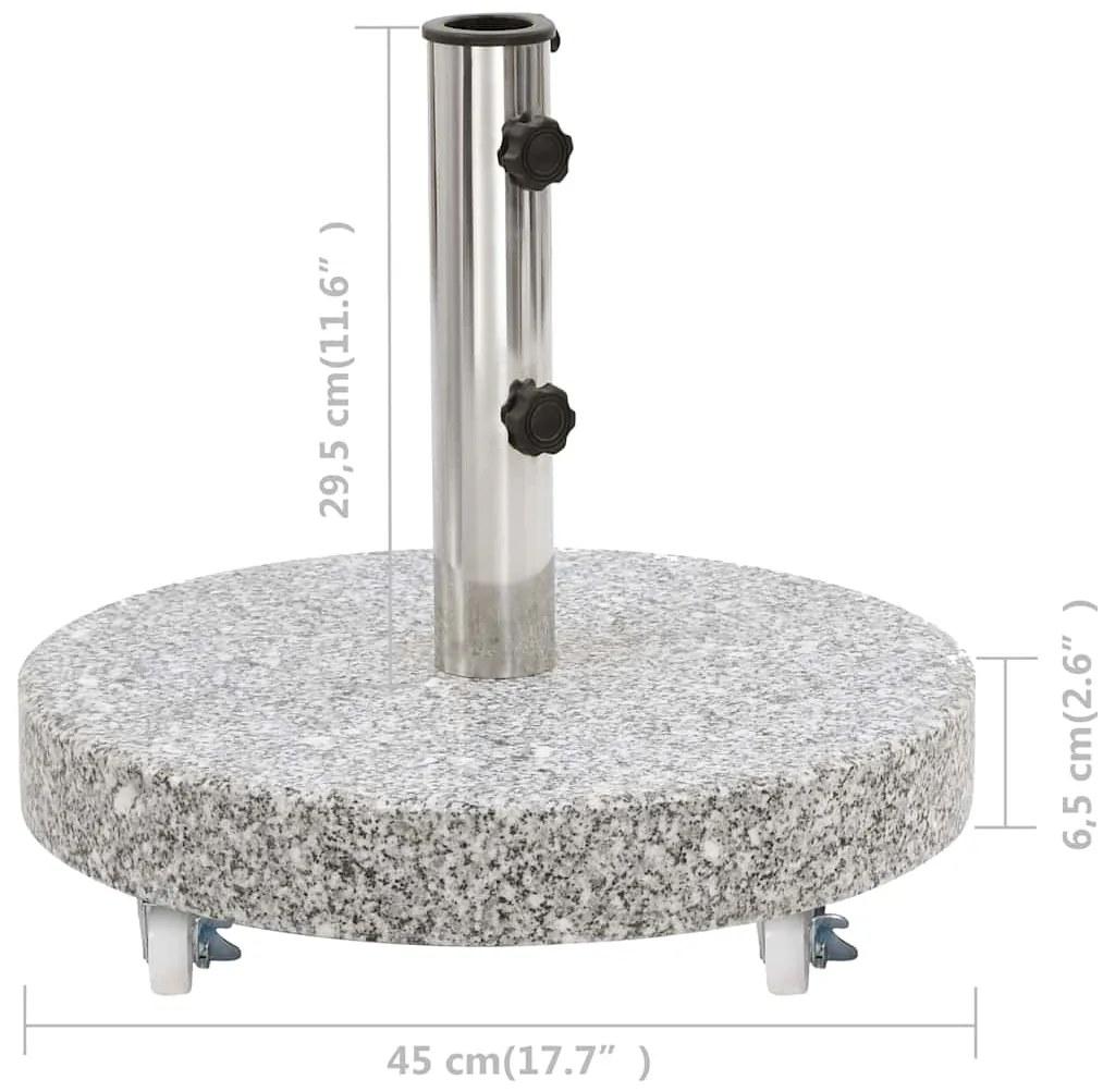 Base de guarda-sol redonda granito 30 kg cinzento