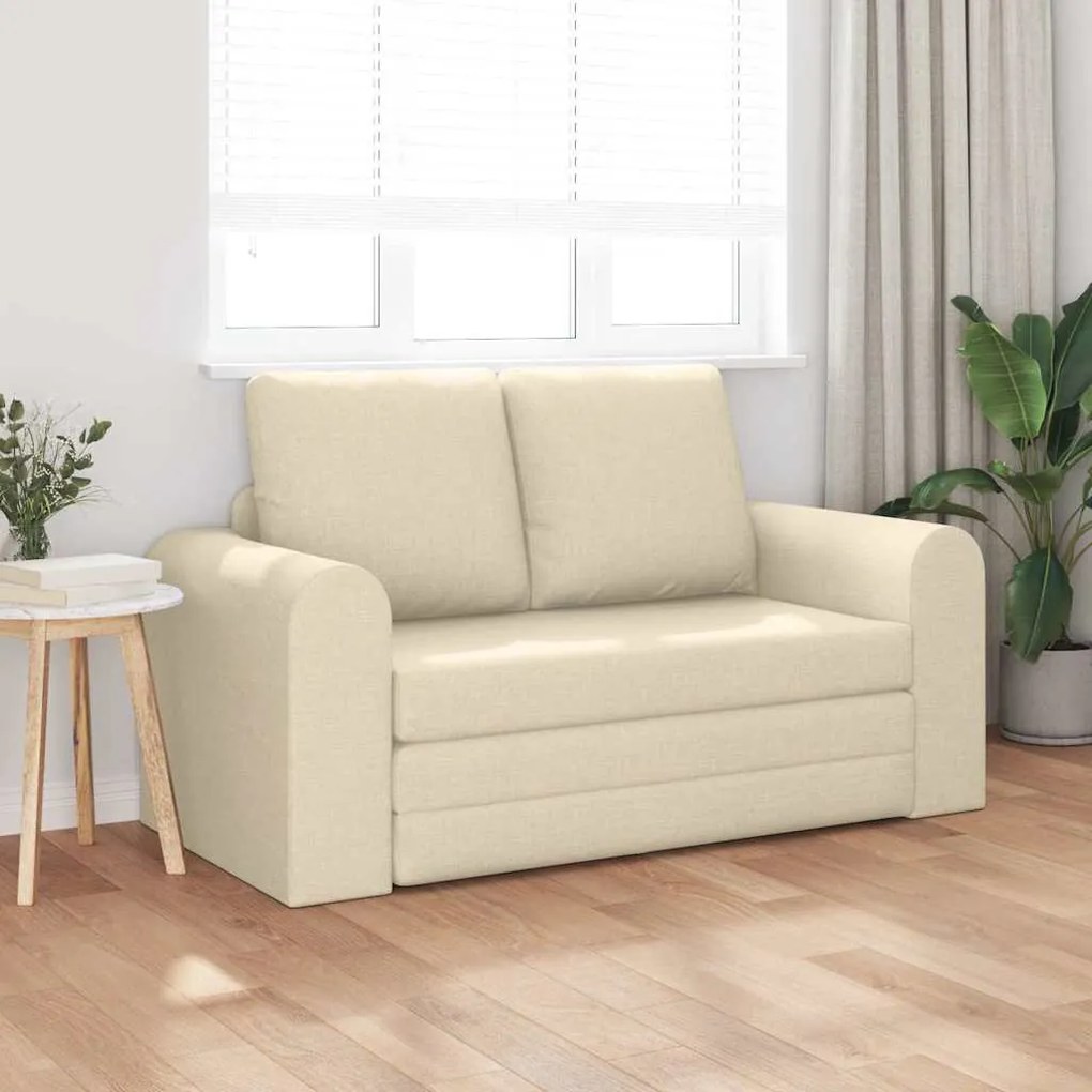 Sofá Cama de Chão 2 em 1 Creme 148x71x83 cm Tecido