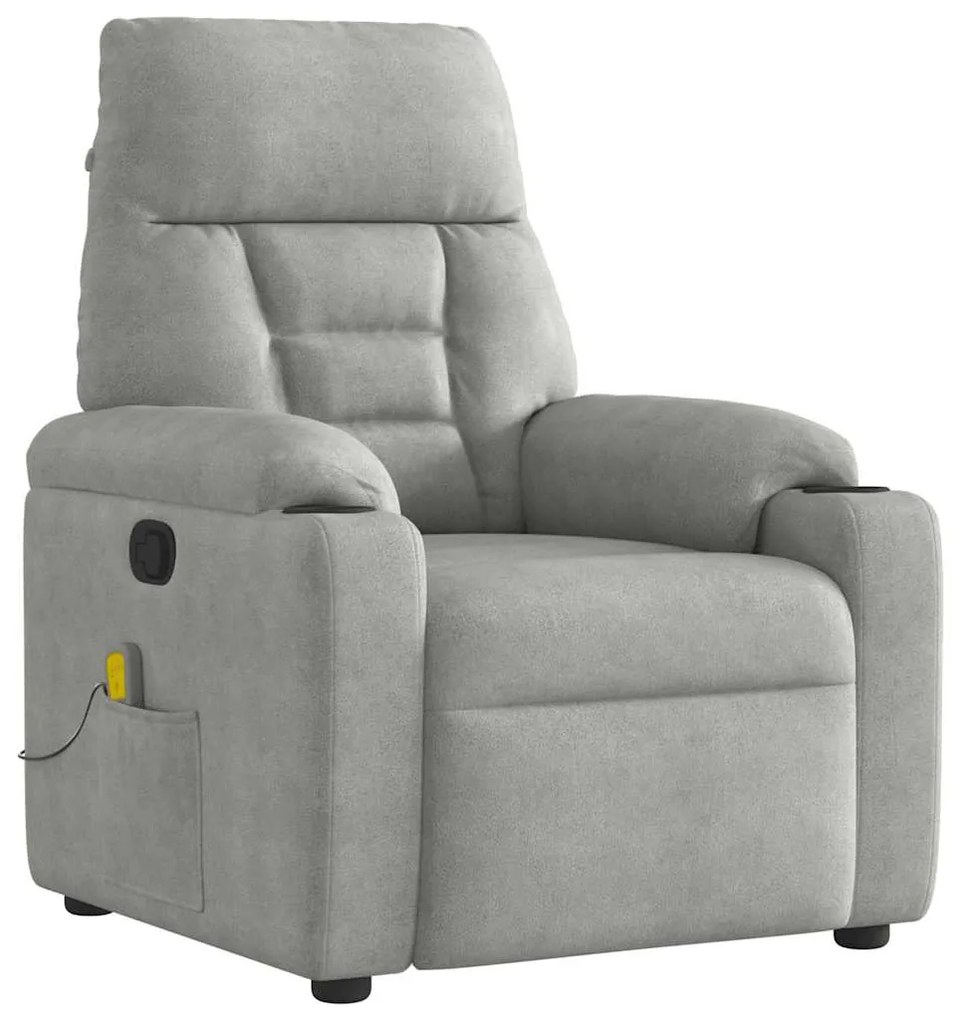 Poltrona de massagens reclinável tecido microfibra cinza-claro