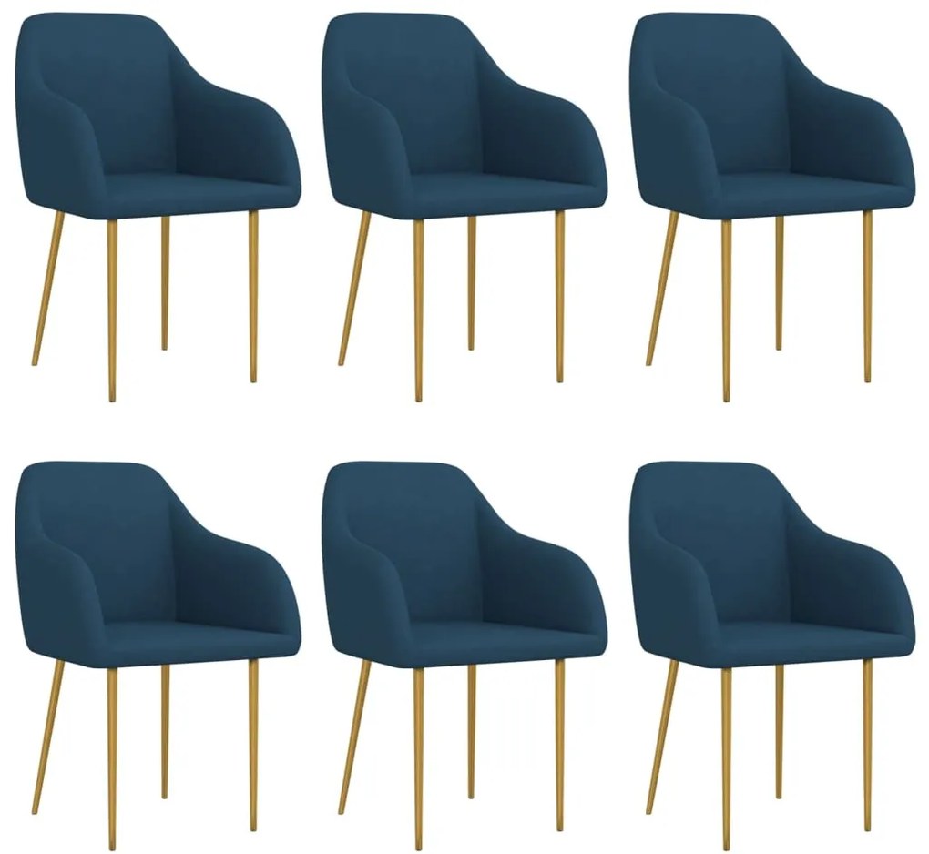 vidaXL Cadeiras de jantar 6 pcs veludo azul