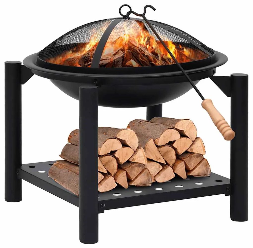 vidaXL Braseira com atiçador 54x54x55 cm aço