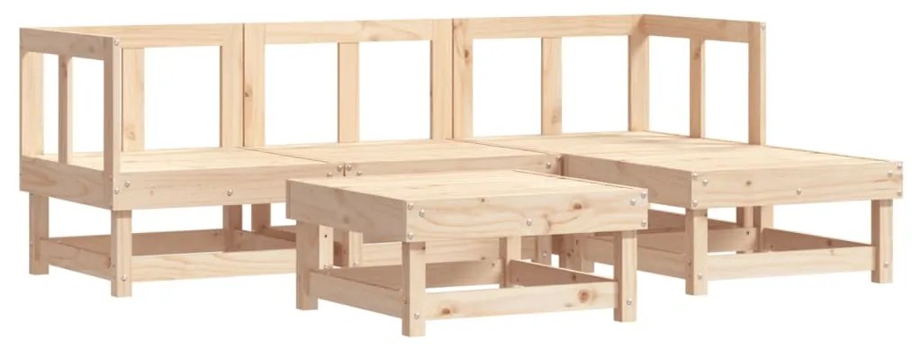 5 pcs conjunto lounge jardim com almofadões madeira maciça