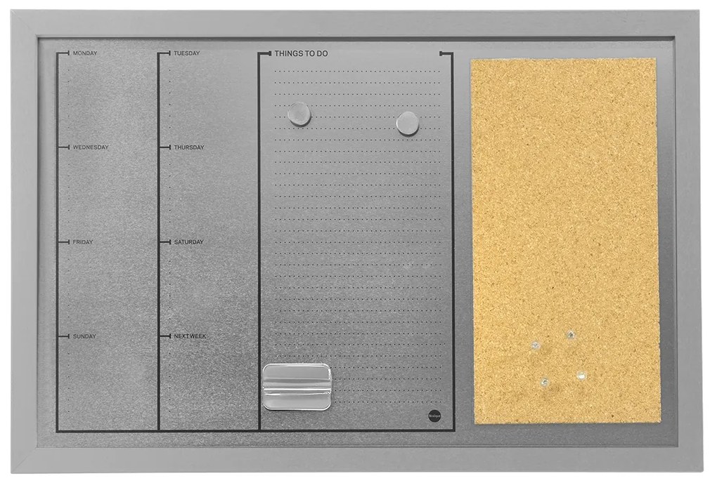 Quadro Planificação Semanal Combinado Magnético/Feltro 40x60cm Cinza – Bi-Office