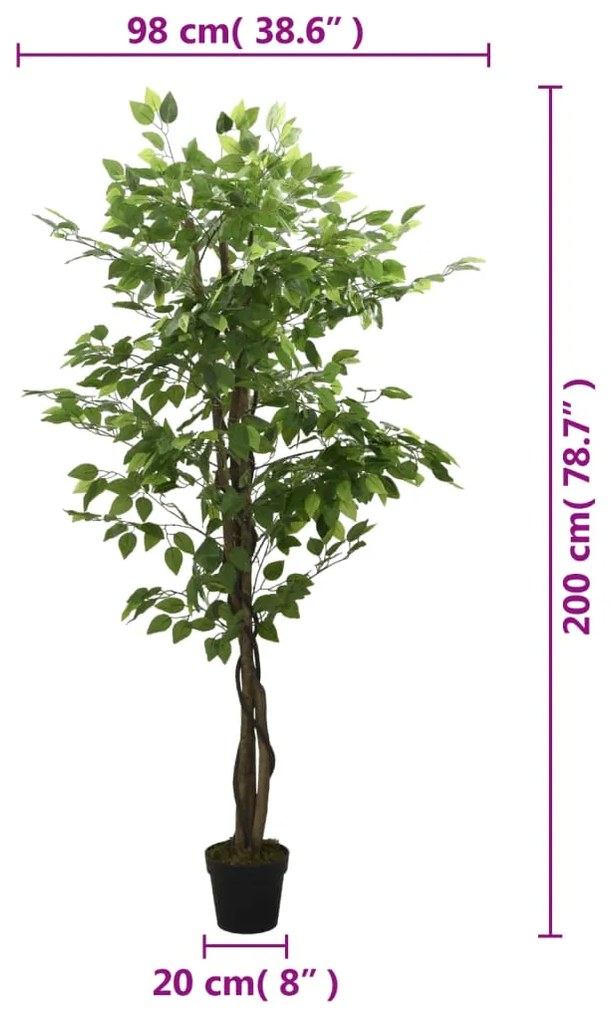 Figueira artificial 1260 folhas 200 cm verde