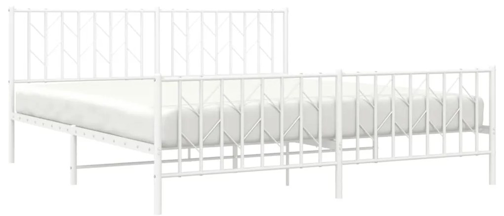 Estrutura de cama com cabeceira e pés 183x213 cm metal branco