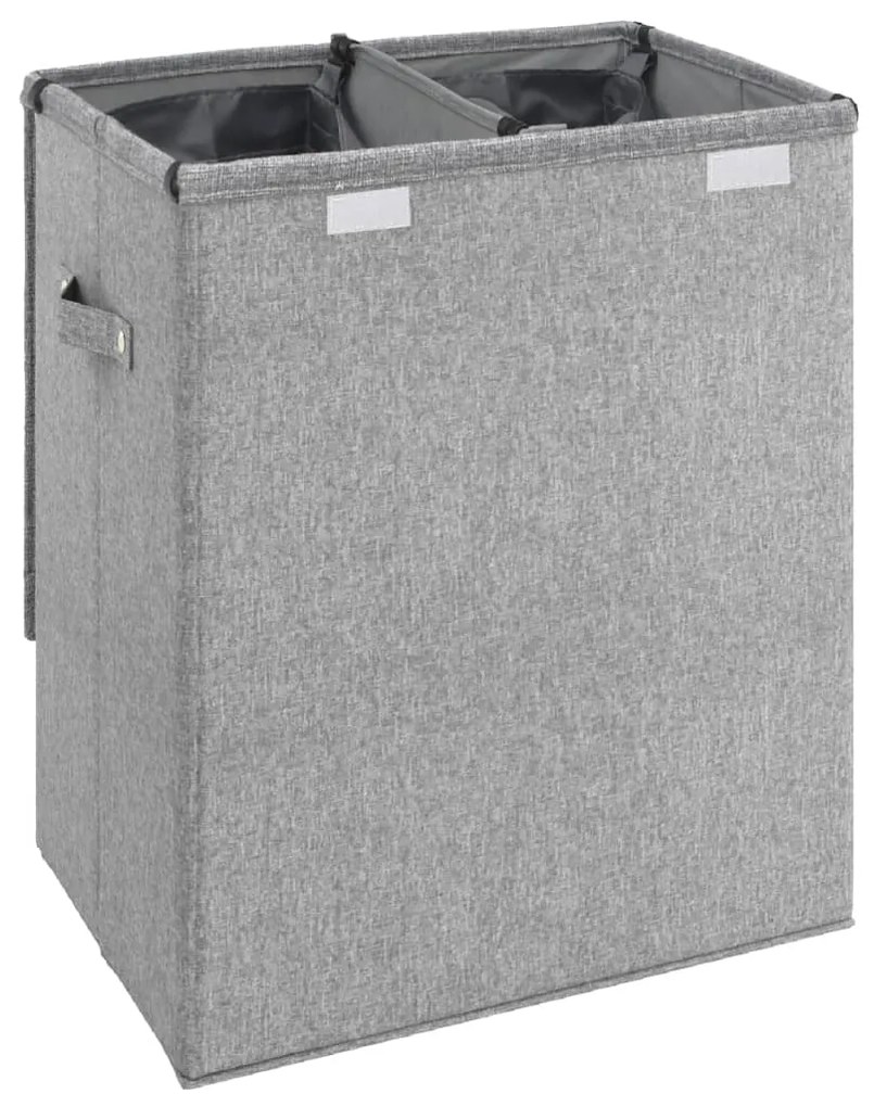 Cesto roupa suja dobrável 51x34,5x59cm linho falso/tecido cinza