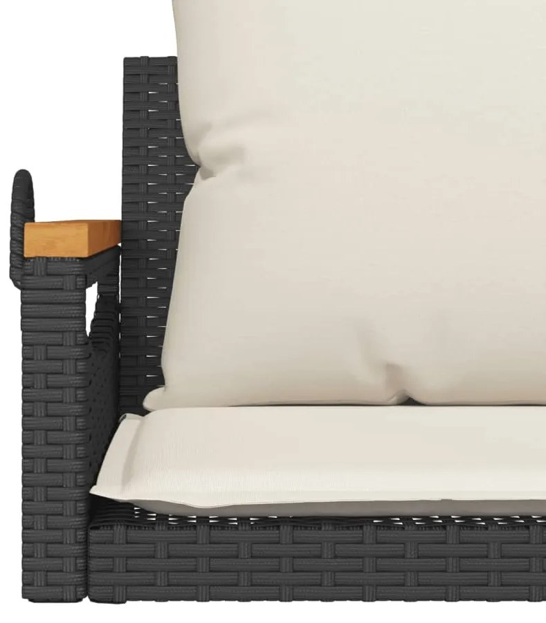 Banco baloiço com almofadões 63x62x40 cm vime PE preto