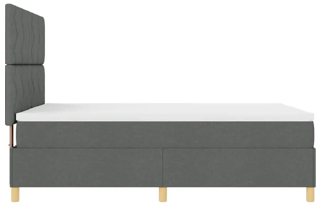 Cama Box Spring com Colchão &amp; LED Cinza Escuro 140x200 cm Tecido