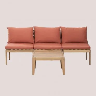 Conjunto De Jardim Filips Com Sofá Modular De 3 Peças E Mesa De Centro Terracota - Sklum