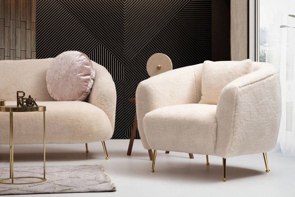 Sofá de 3 Lugares Istiridye – Bege – 215x90x80 cm