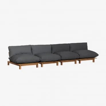 Sofá Modular Reclinável De 4 Peças Em Madeira De Acácia Brina Cinza Grafito - Sklum