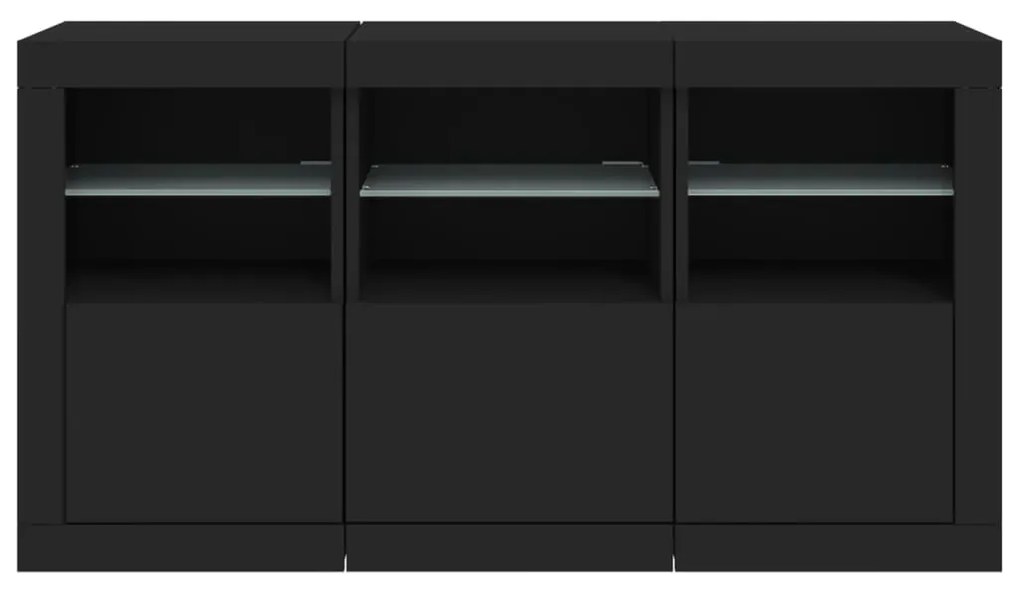 Aparador com luzes LED 123x37x67 cm preto