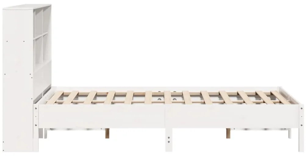 Cama com estante sem colchão 160x200 cm pinho maciço branco
