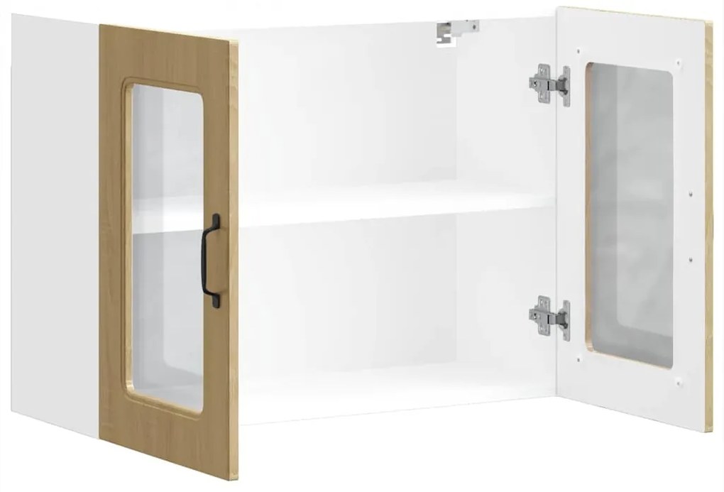 Armário de parede de cozinha porta vidro Kalmar carvalho sonoma