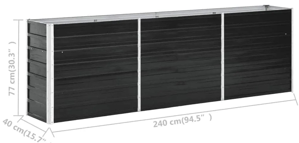 Canteiro elevado jardim aço galvanizado 240x40x77 cm antracite
