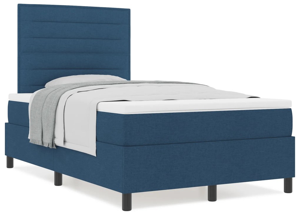 Cama Box Spring com Colchão Azul 120x200 cm Tecido