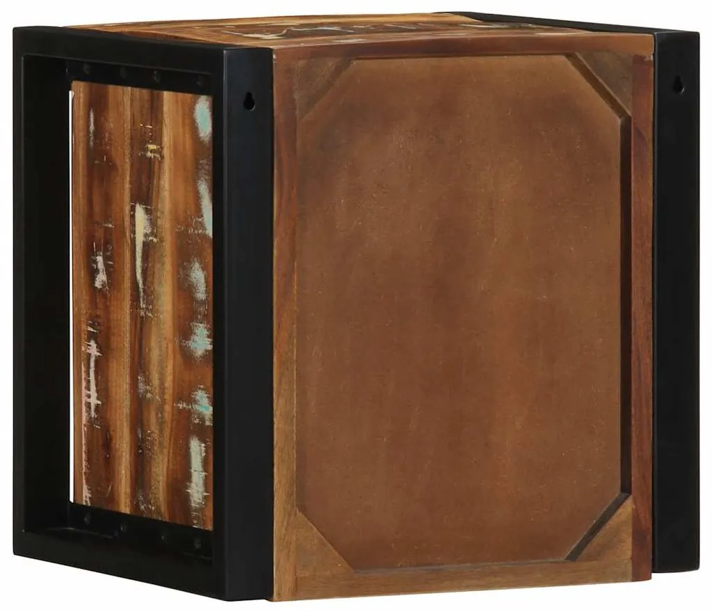 Mesa de cabeceira multicor 40x35x40cm madeira maciça recuperada
