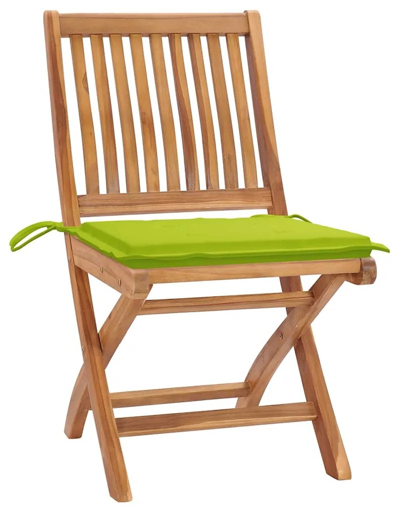 Cadeiras de jardim dobráveis c/ almofadões 8 pcs teca maciça