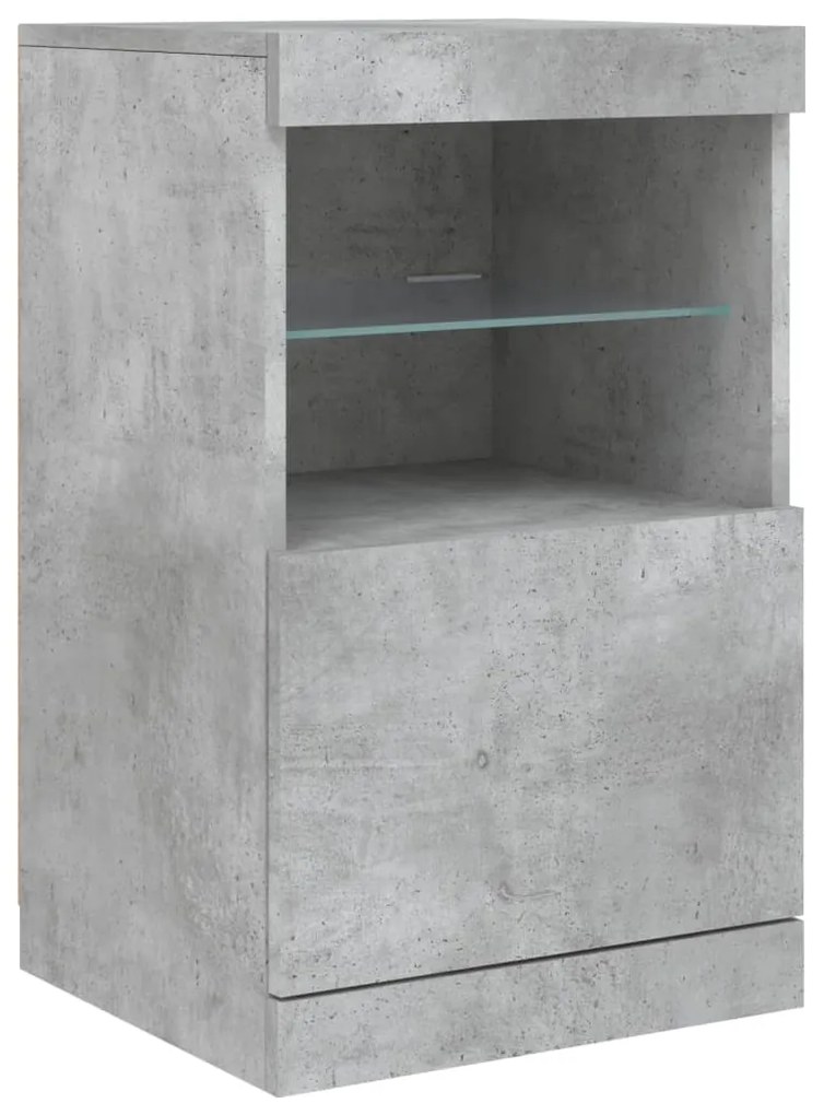 Aparador com luzes LED 162x37x67 cm cinzento cimento