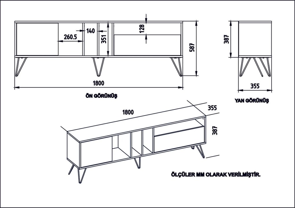 Móvel TV Mistico – Walnut – 180 cm x 58,7 cm x 35,5 cm