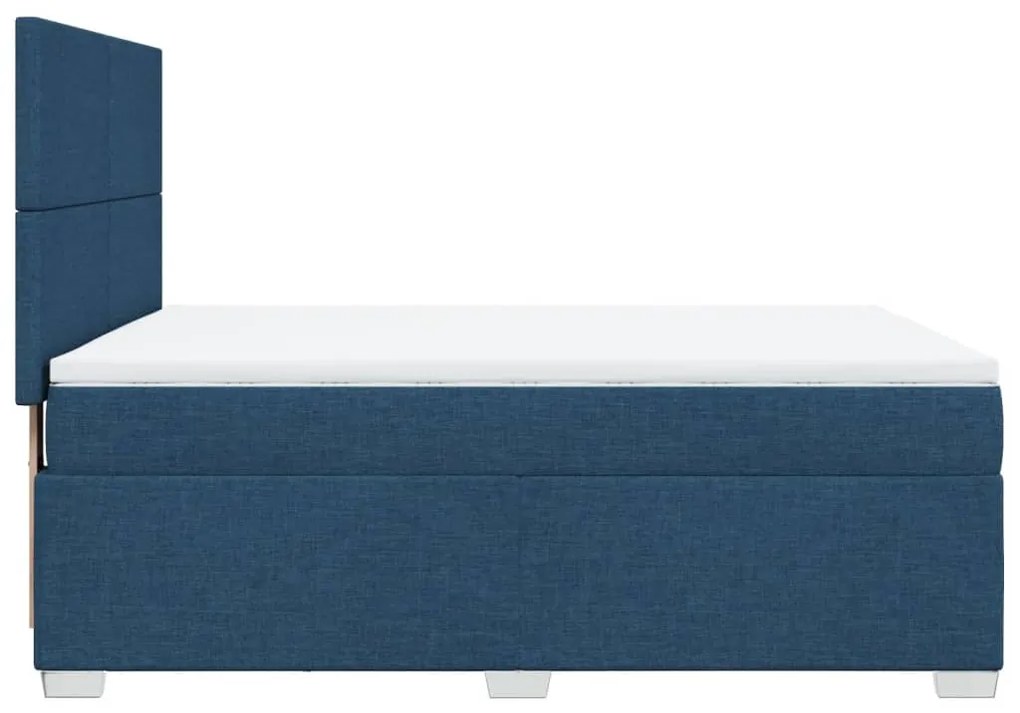 Cama com molas/colchão 160x200 cm tecido azul