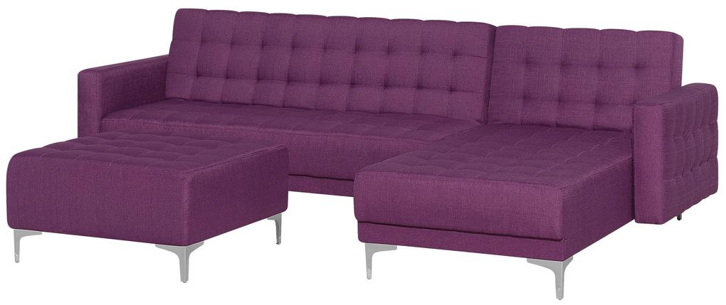 Sofá de canto 4 lugares com repousa-pés em tecido violeta à esquerda ABERDEEN Beliani