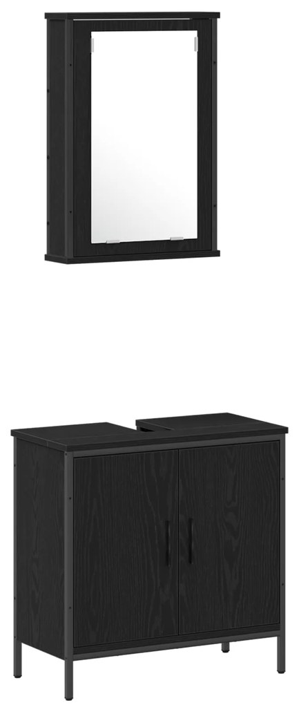 Conjunto de Móveis para Casa de Banho 4 Peças Carvalho Preto Madeira E