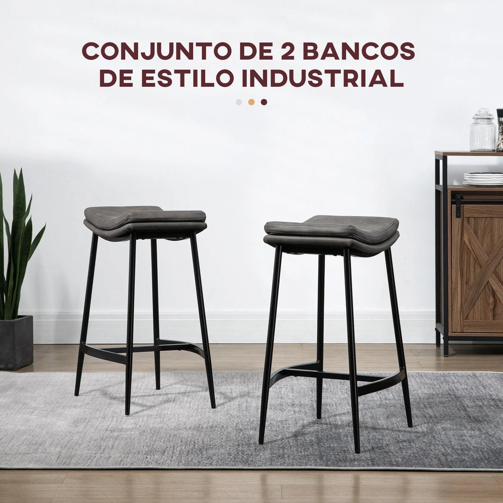 Conjunto de 2 Bancos Altos de Cozinha Bancos de Bar com Estrutura de A