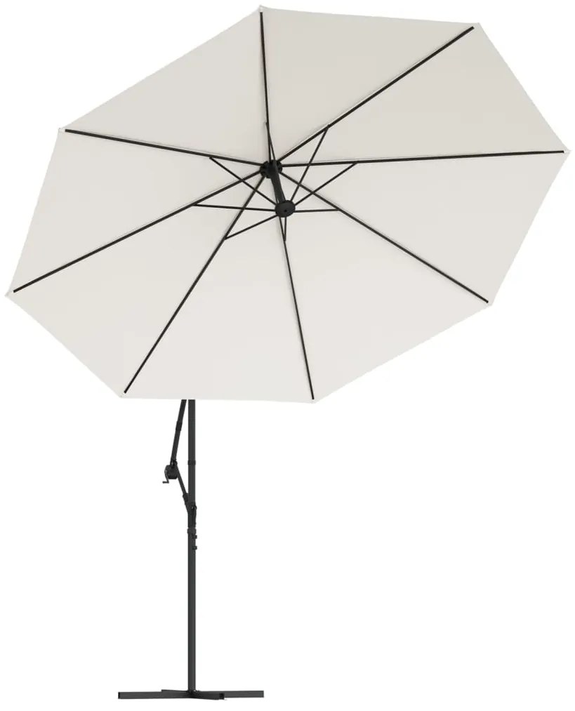 Guarda-sol cantilever c/ luzes LED e poste metal 350 cm areia