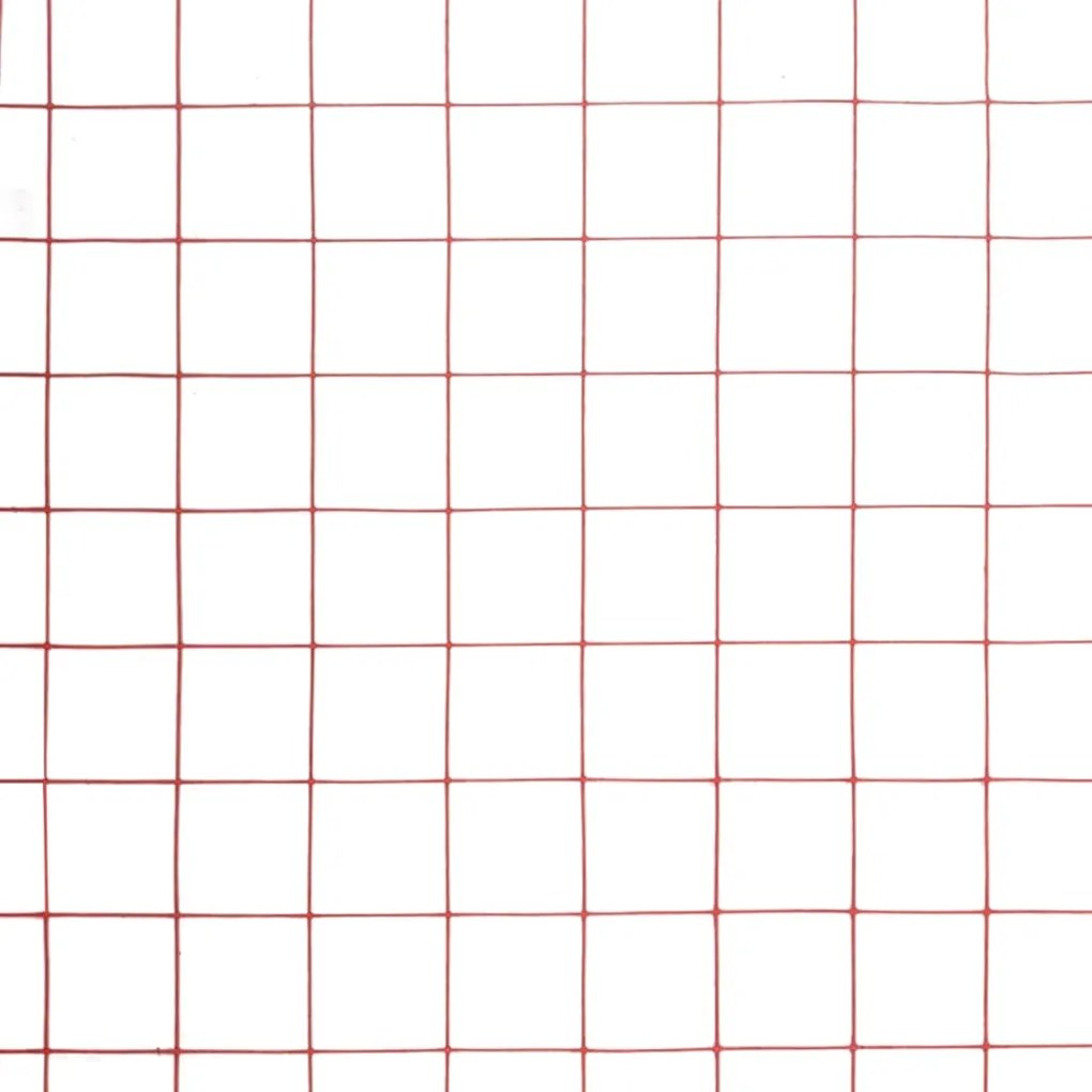 Cerca arame galinheiro 10x0,5m aço c/ revestimento PVC vermelho