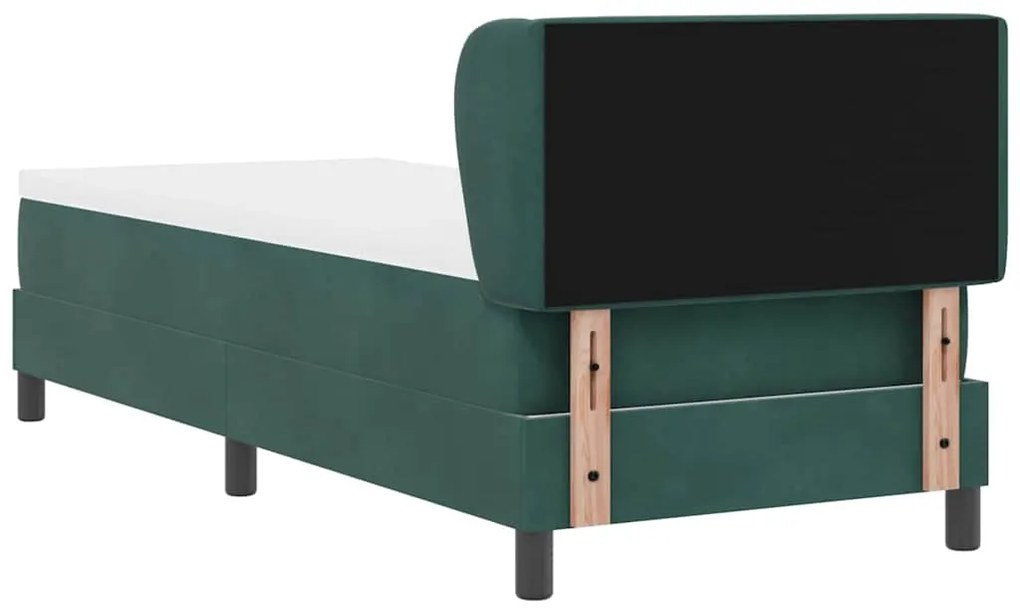 Cama Box Spring vidaXL com Colchão Verde Escuro 80x200 cm em Veludo