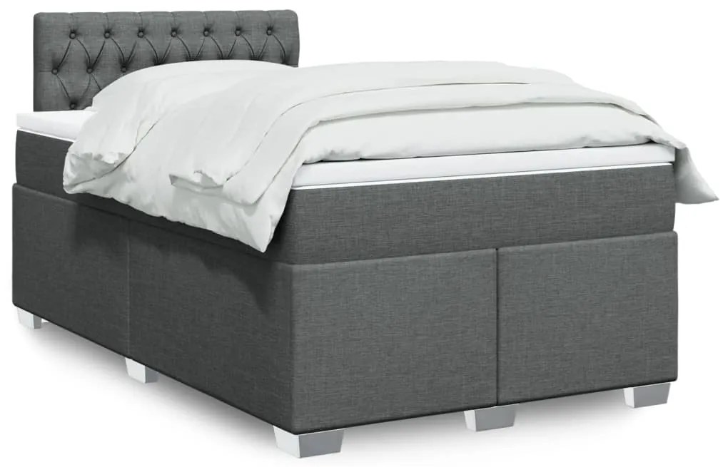 vidaXL Cama com molas/colchão 120x200 cm tecido cinzento-escuro